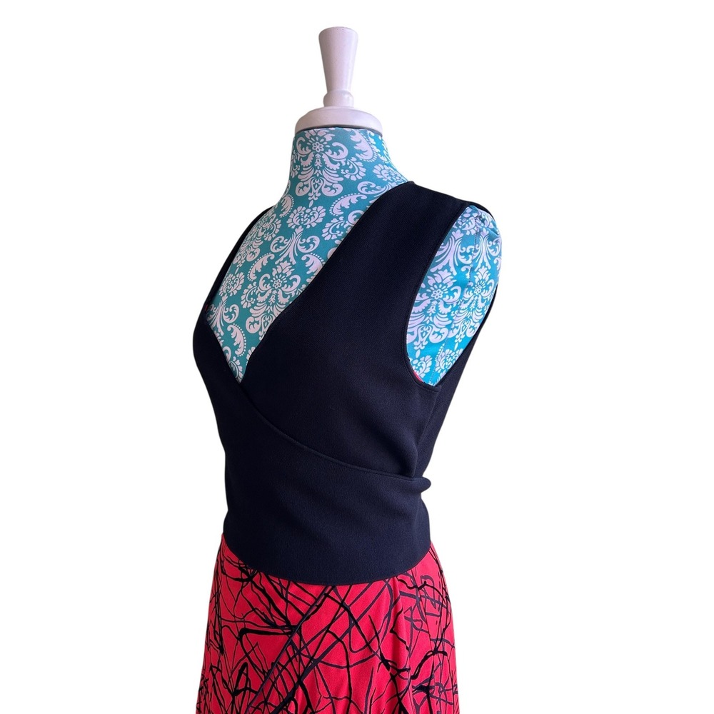 Designer Proenza Schouler Dress Size 4 Wrap Top Black & Red Made In Italy
